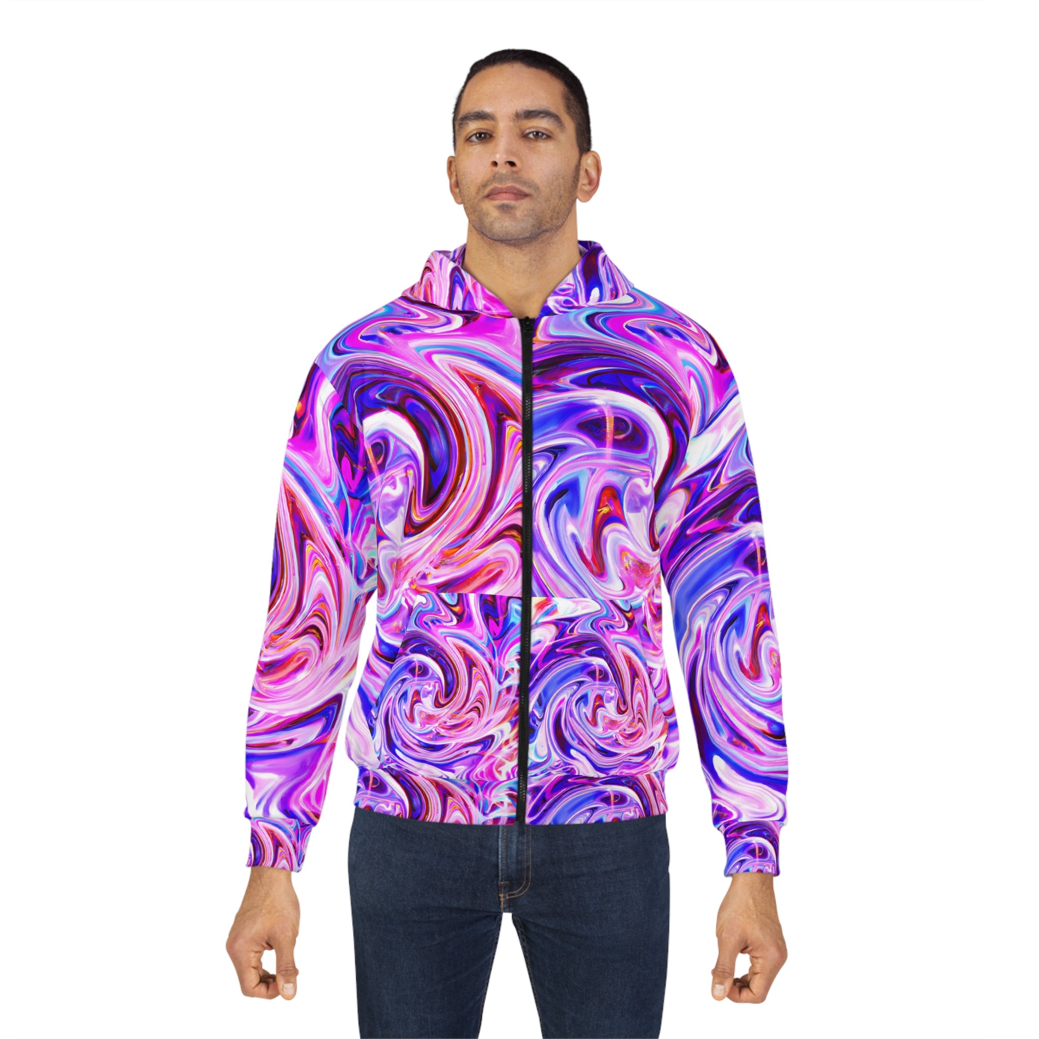 Psychedelic Purple Swirl Unisex Zippered Hoodie