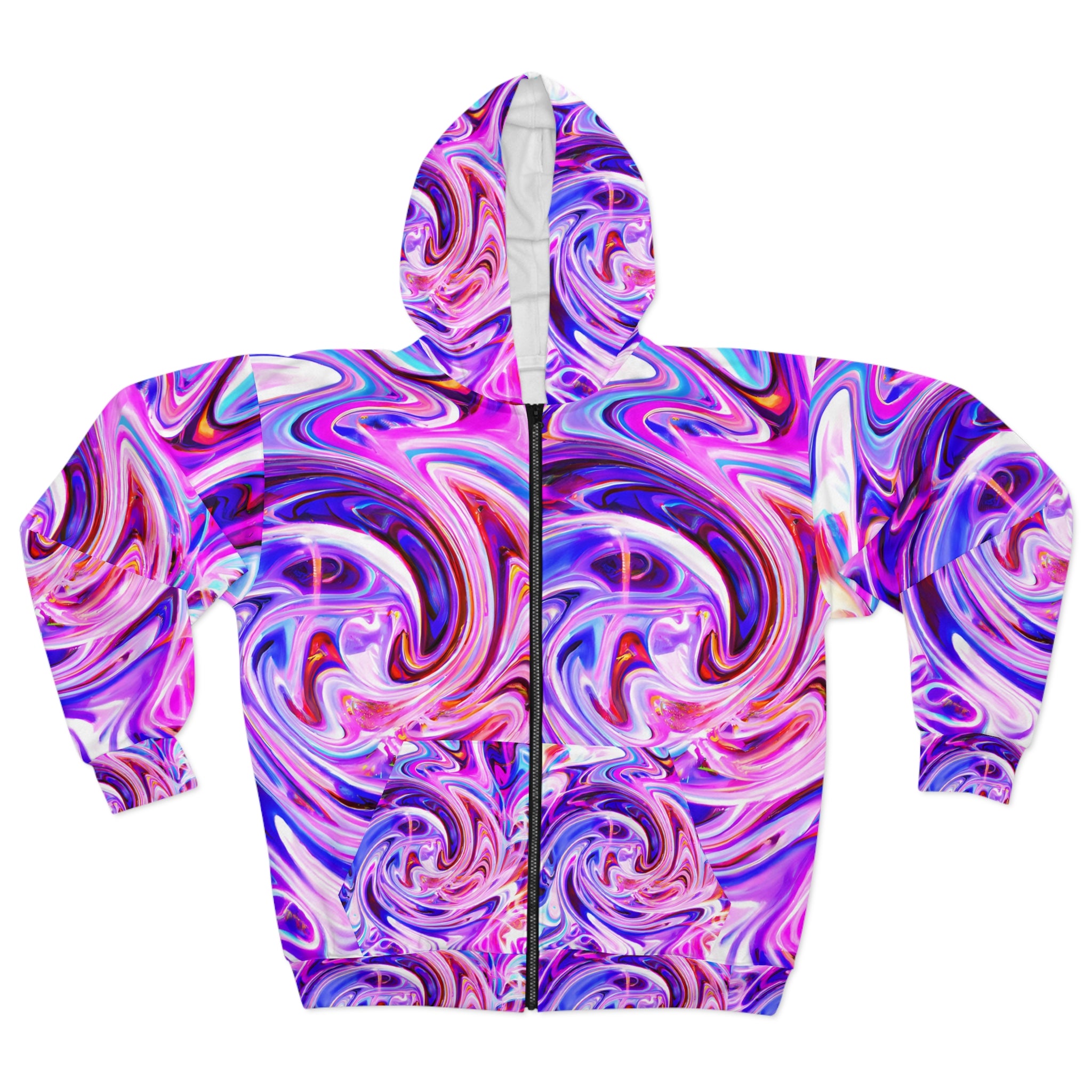Psychedelic Purple Swirl Unisex Zippered Hoodie