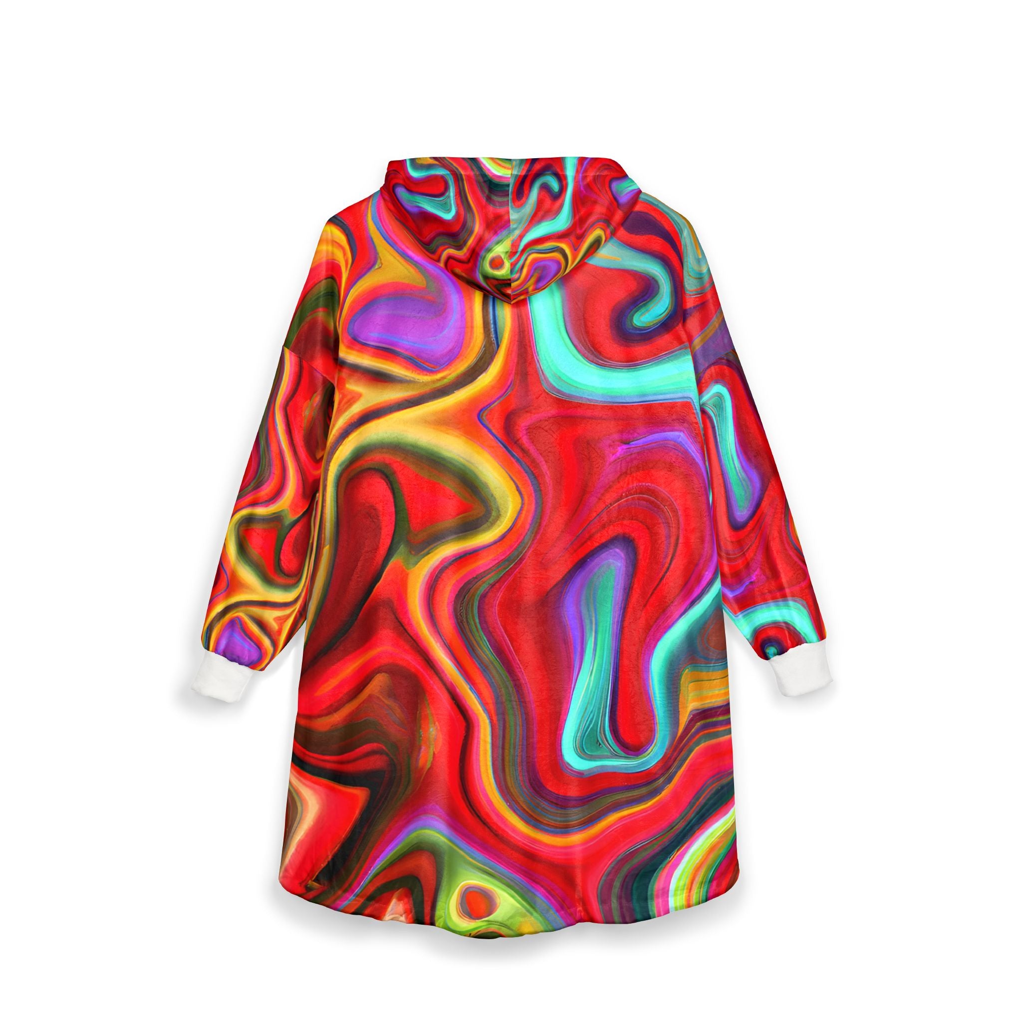 Psychedelic Red Unisex Hooded Blanket
