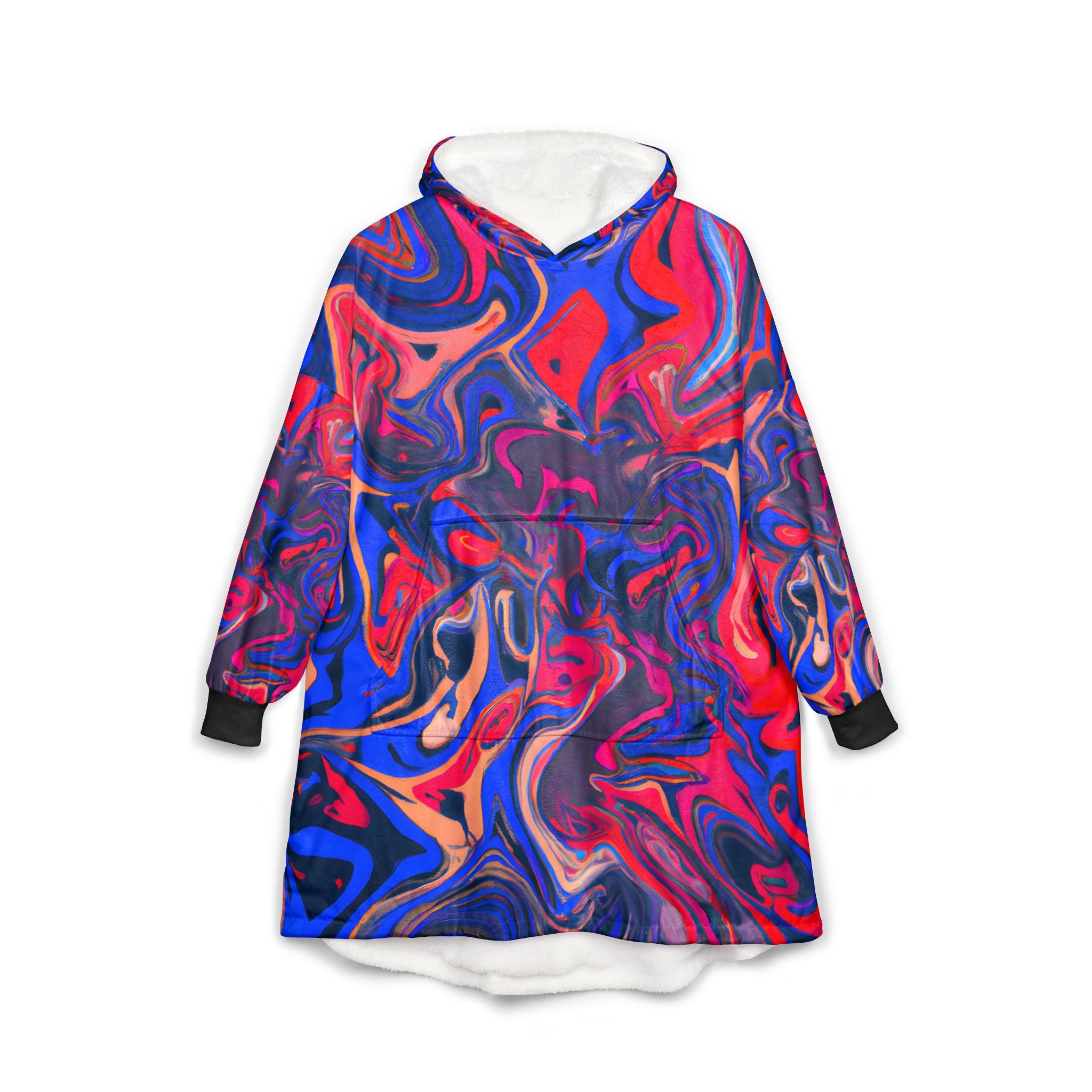 Blue Pink Monday Unisex Hooded Blanket