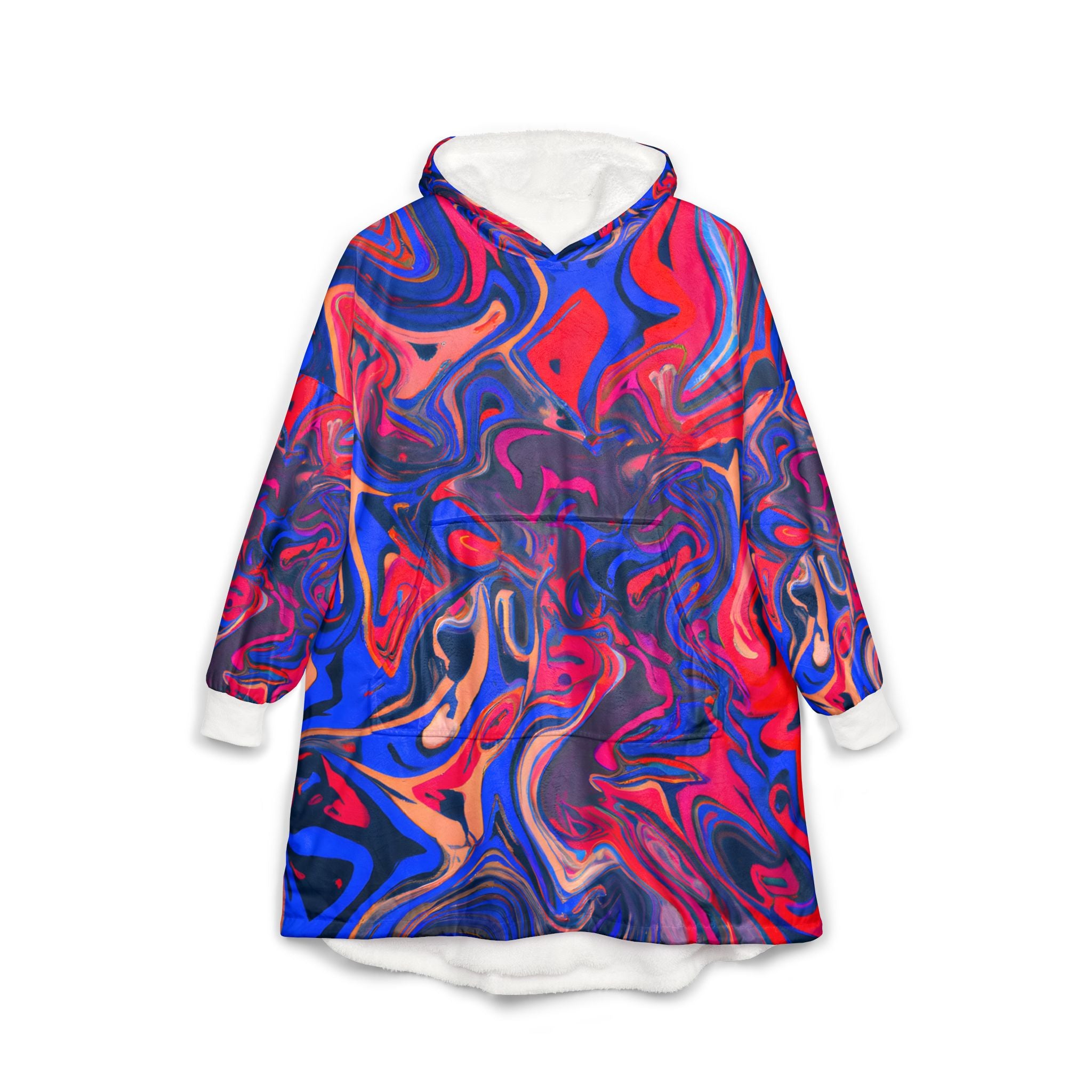 Blue Pink Monday Unisex Hooded Blanket