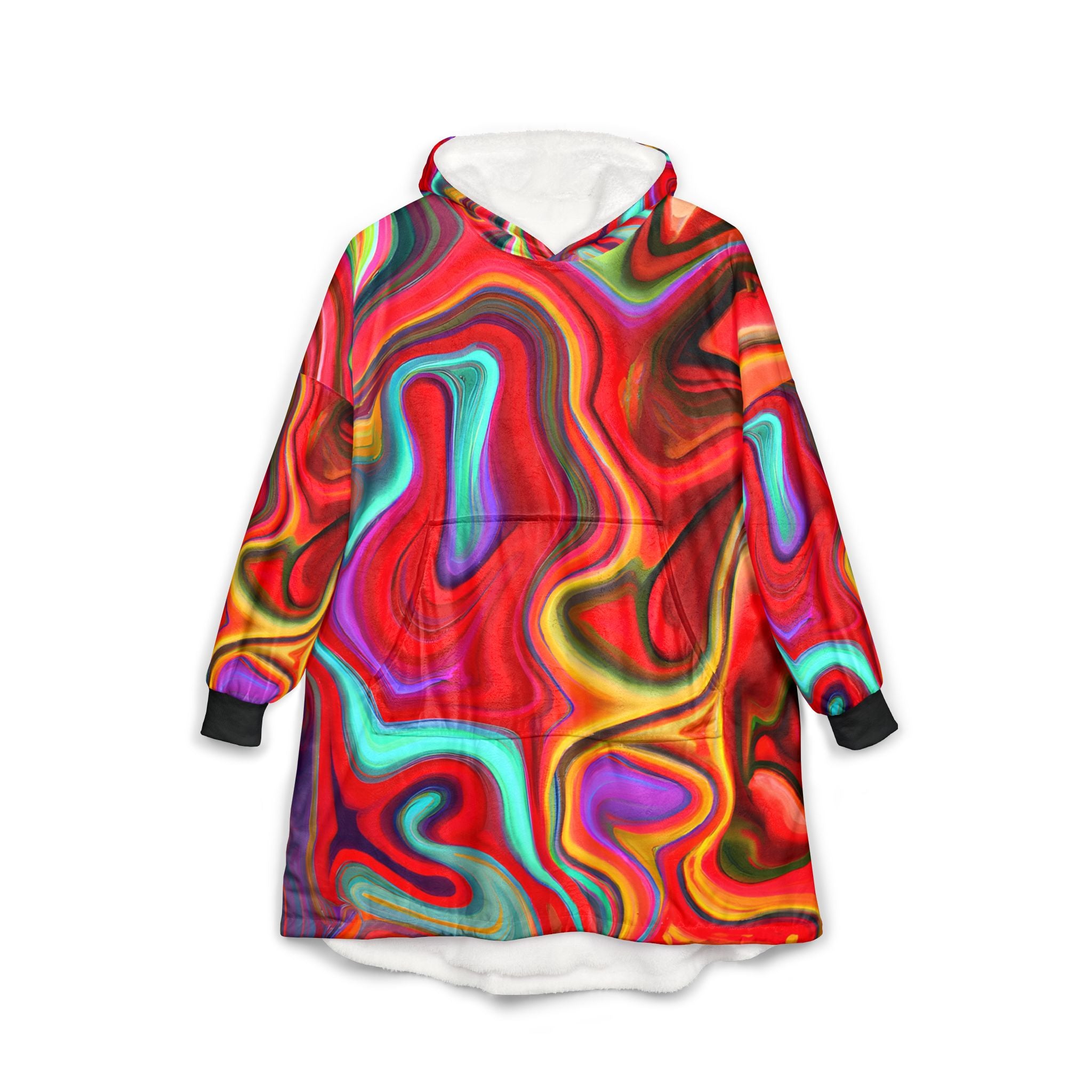 Psychedelic Red Unisex Hooded Blanket