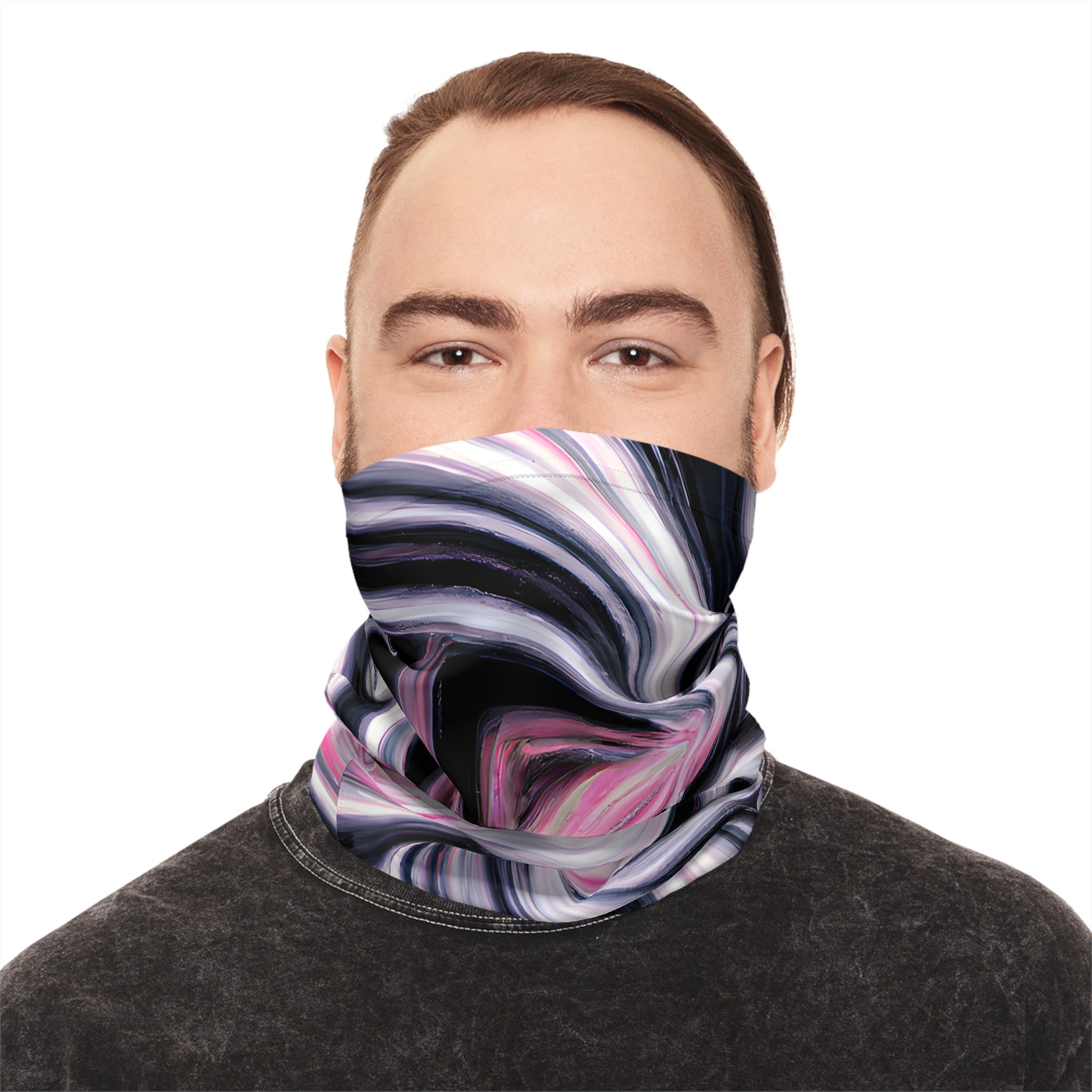 Gaiters - Black Pink Spin Midweight Neck Gaiter - Acid Daddy