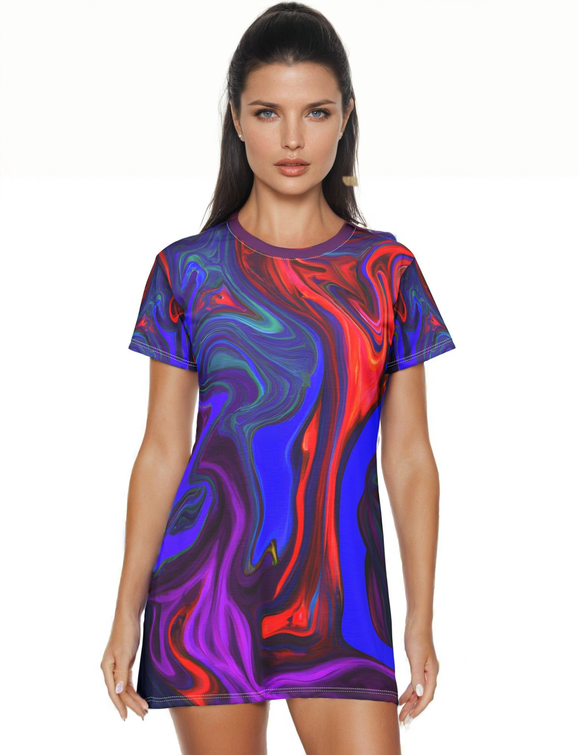 Festival Dresses - Blue Flex T - Shirt Dress - Acid Daddy