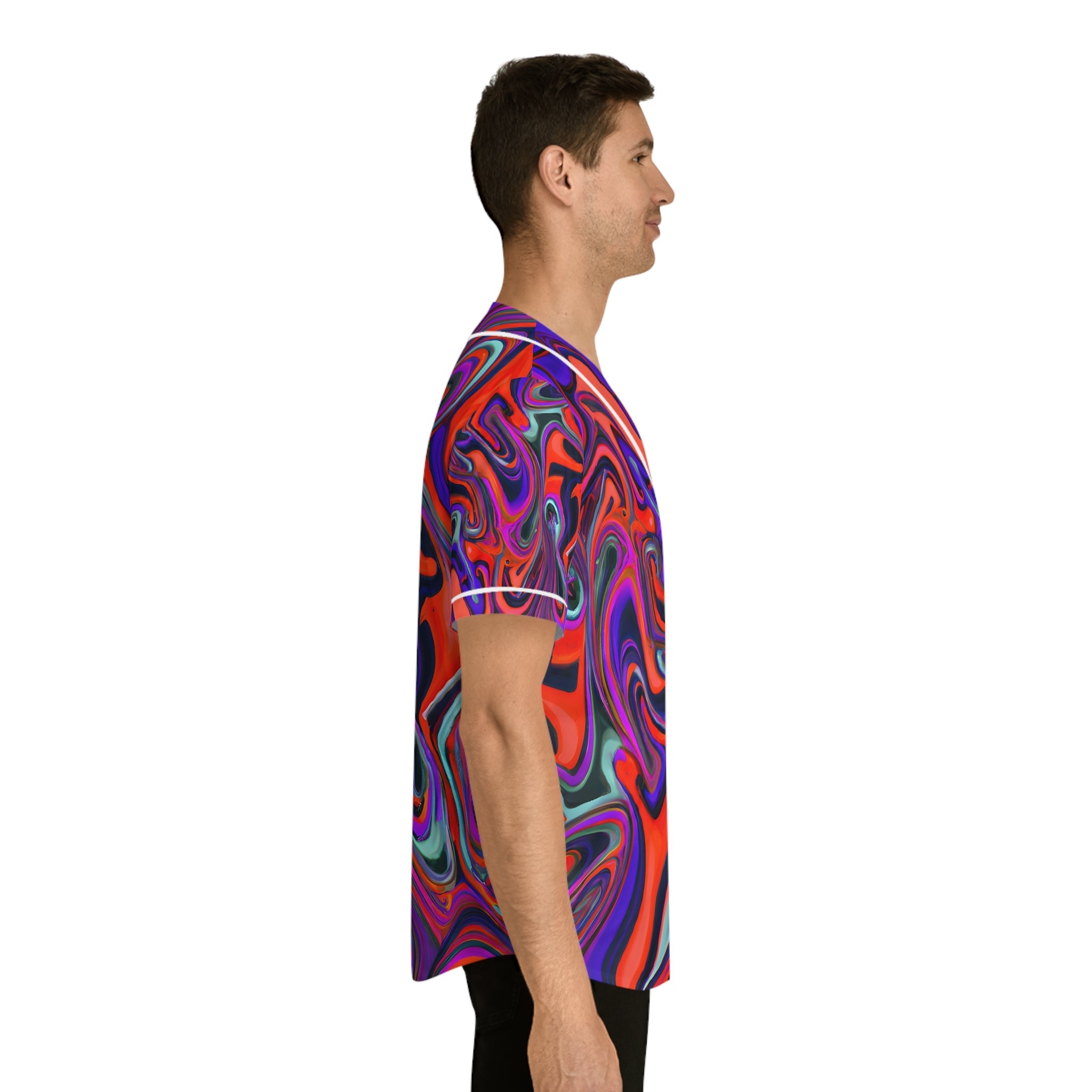 Hawaiian Shirts - Men's Trippy Daisy Bush Baseball Jersey - Acid Daddy
