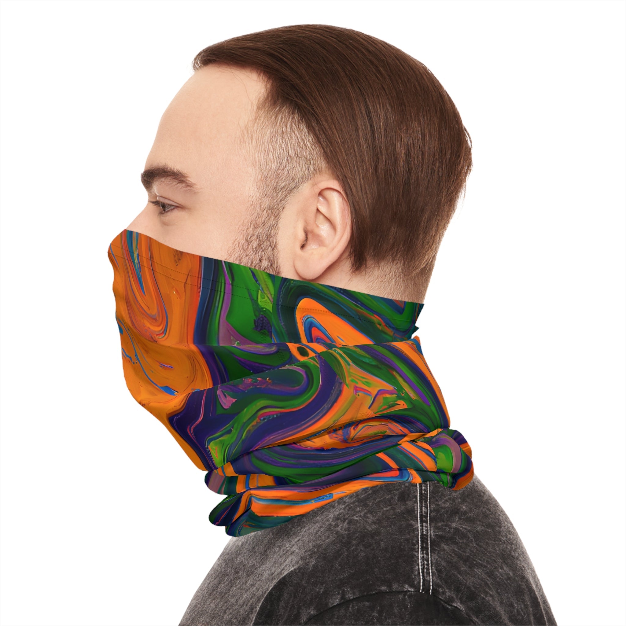 Gaiters - Trippy Forest Green Vibes Midweight Neck Gaiter - Acid Daddy