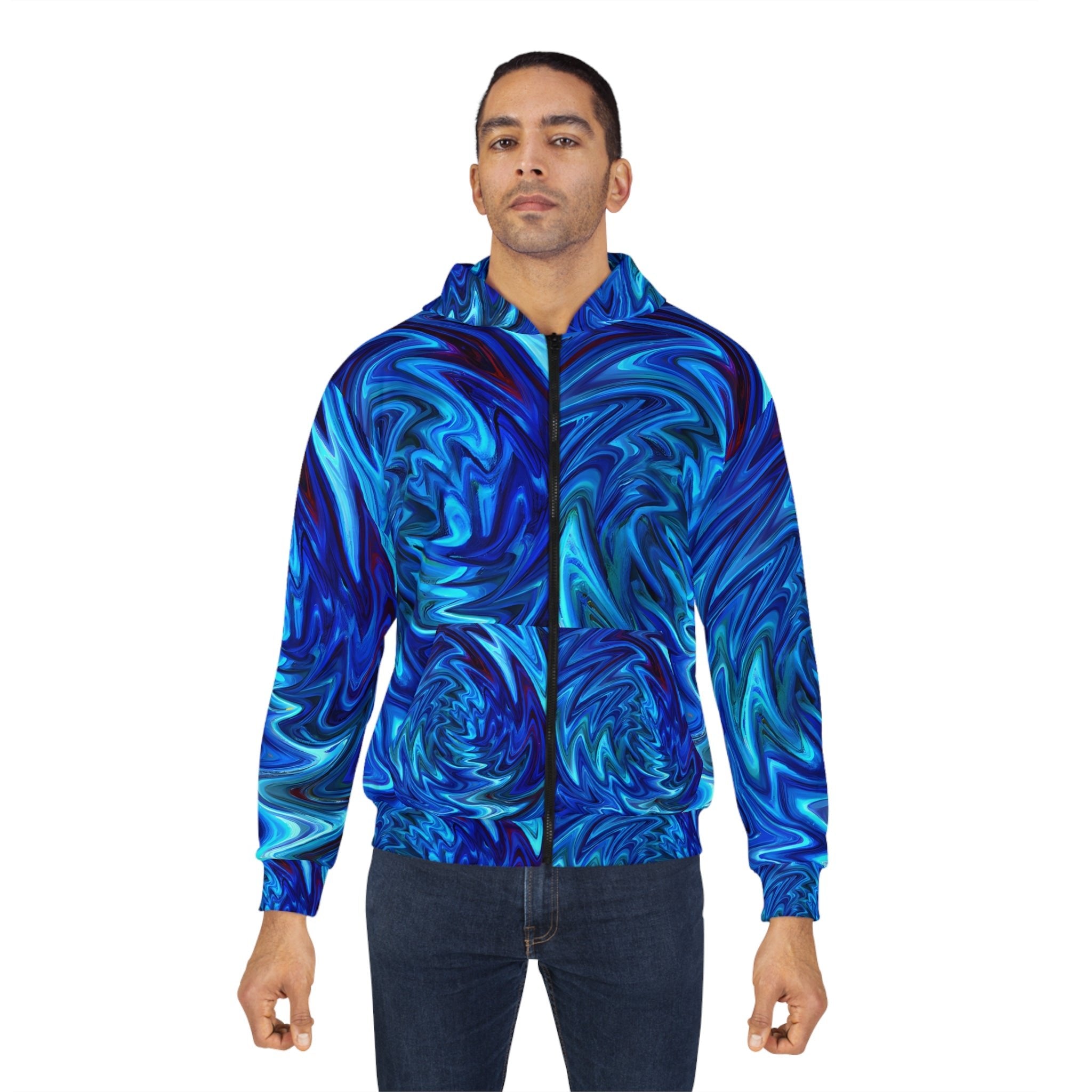 Zippered Hoodies - Vortex Blue Unisex Zippered Hoodie - Acid Daddy