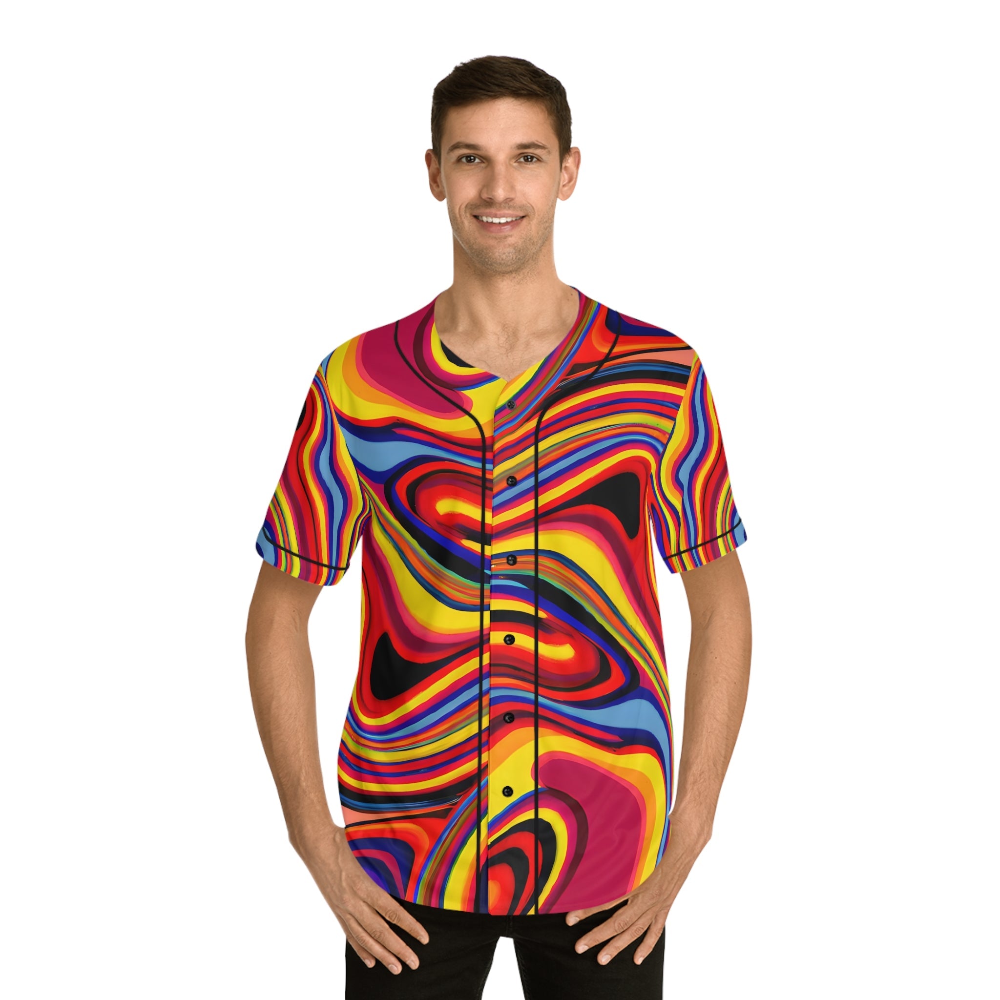 All Over Prints - Men's Trippy Baseball Jersey - Acid Daddy