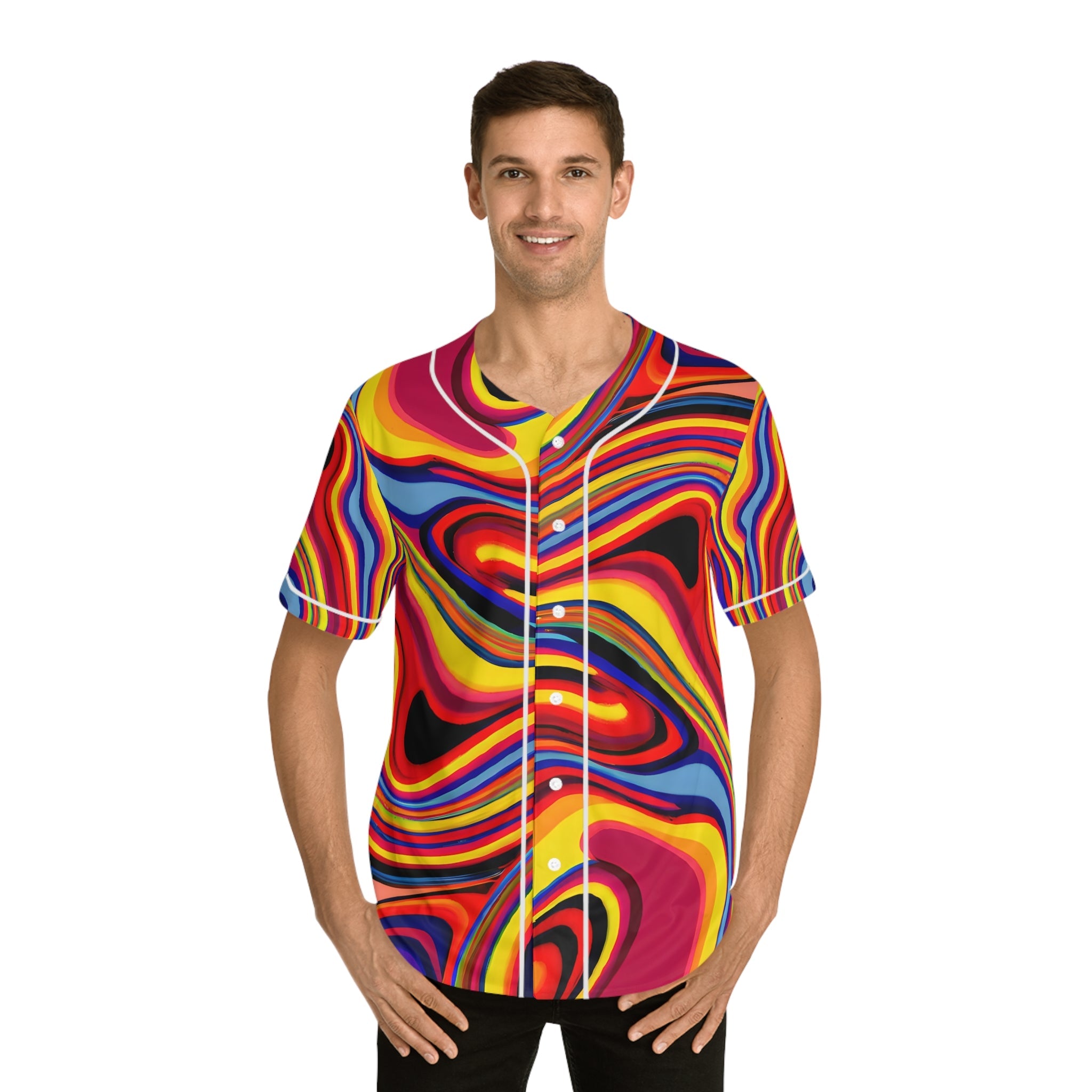All Over Prints - Men's Trippy Baseball Jersey - Acid Daddy