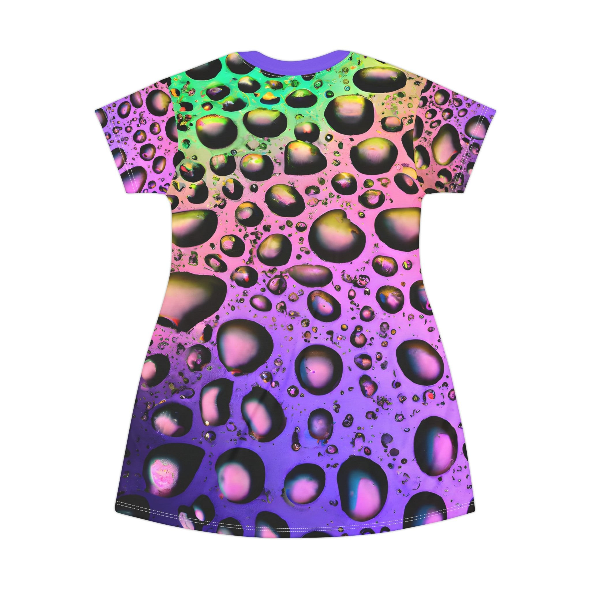 Festival Dresses - Purple Raindrop Delight T - Shirt Dress - Acid Daddy