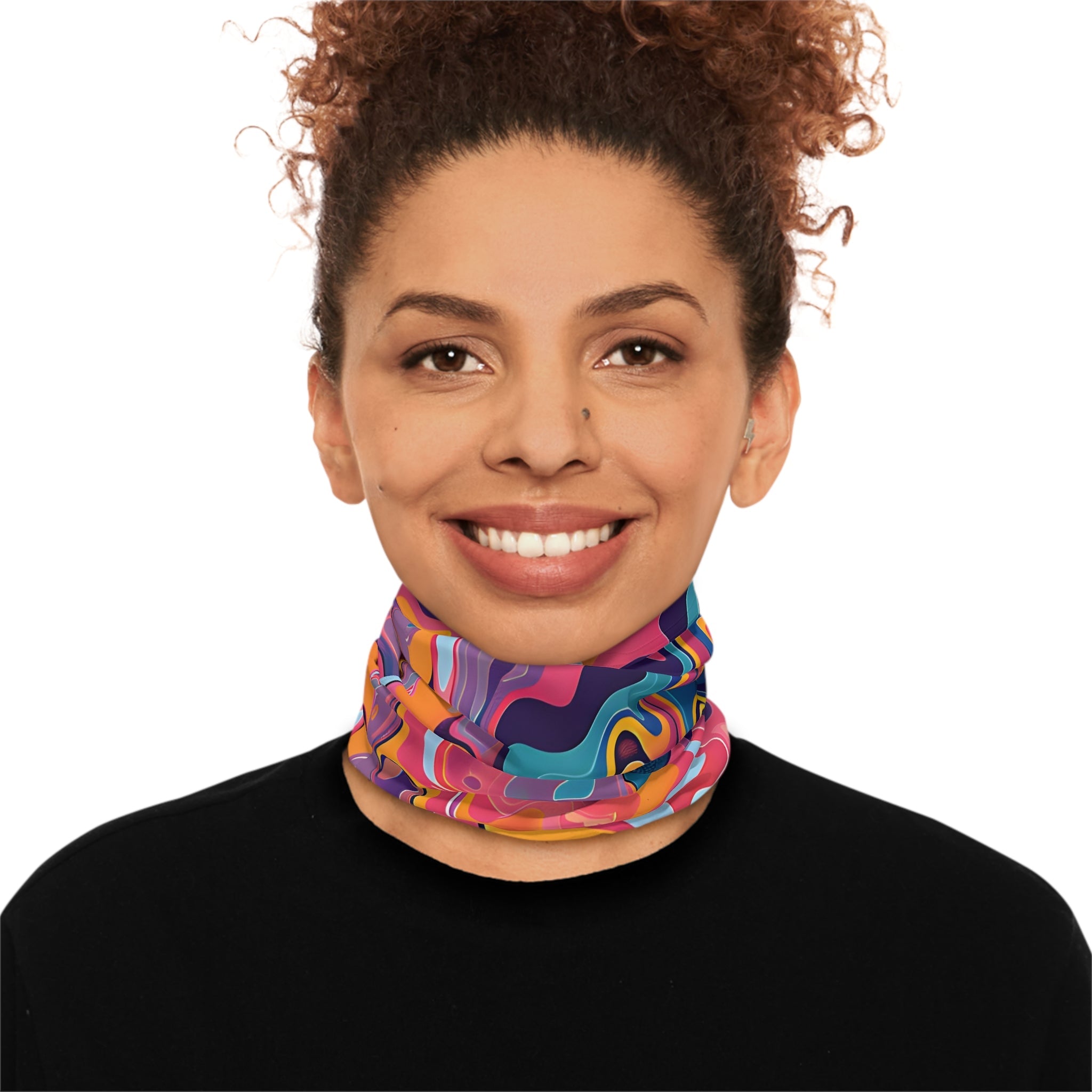 Gaiters - Psychedelic Peach Lilac Lightweight Neck Gaiter - Acid Daddy