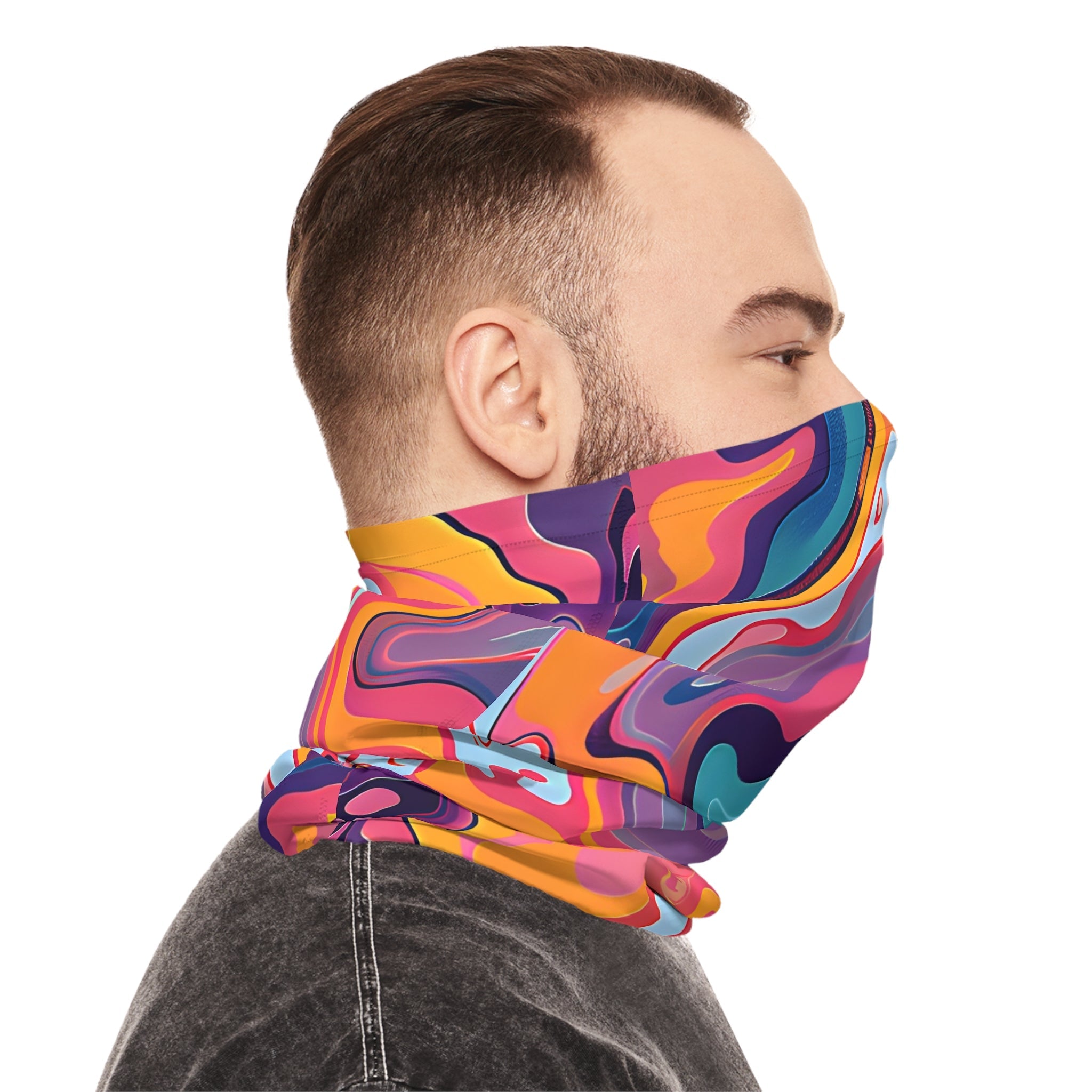 Gaiters - Psychedelic Peach Lilac Lightweight Neck Gaiter - Acid Daddy
