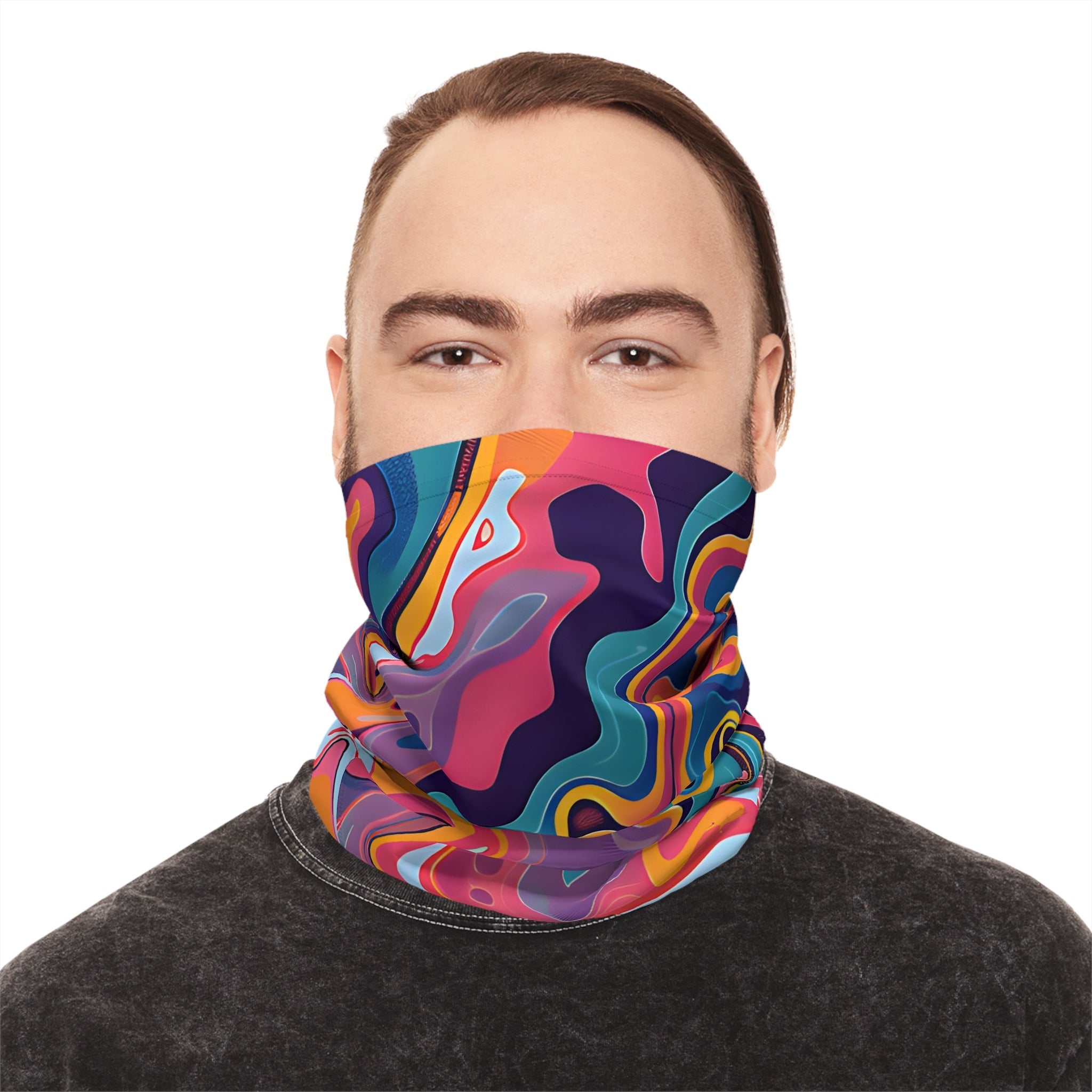 Gaiters - Psychedelic Peach Lilac Lightweight Neck Gaiter - Acid Daddy